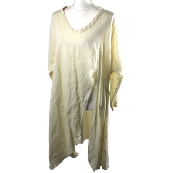 Tina Givens Ivory Penelope Oversized Lagenlook Long Sleeve Long Shirt, SM/Med - Picture 6 of 11